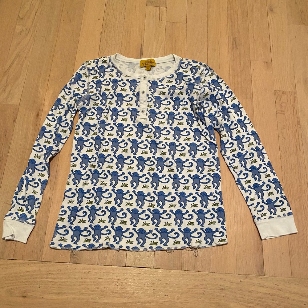 Roller rabbit monkey pajama top kids size 12